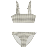 Tommy Hilfiger Bikinis Tommy Hilfiger Retro Bow Bralette Bikini Swim Set - Linear Grid Check Ivory/Black (UG0UG007210GK)
