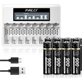 Batteriladdare aa aaa Palo 8 Bay LCD Display AA/AAA Lithium Charger + AAA Li-ion Batteries 8-pack