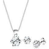 Elli Smyckesset Elli by Julie & Grace Crystal Solitaire Necklace and Earring Set 925 Silver