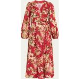 Långa klänningar - Multifärgade Zimmermann Lexi floral linen wrap dress multicoloured