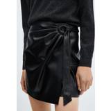Skinnimitation Kjolar Mango Faux Leather Buckle Mini Skirt, Black