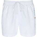 Herr - Vita Badkläder Tommy Hilfiger Original Logo Mid Length Swim Shorts TH OPTIC WHITE
