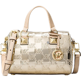 Guld Väskor Michael Kors Grayson Small Logo Embossed Patent Duffel Crossbody Bag - Pale Gold