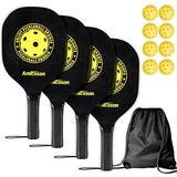 Pickleball Amicoson Pickleball Set of 4 Paddles with 8 Balls and 1 Carry Bag