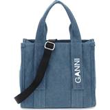 Denim Handväskor Ganni Womens Denim Branded Recycled-cotton Tote bag