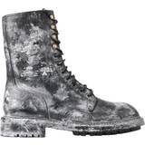 Dolce & Gabbana Herr Kängor & Boots Dolce & Gabbana Black Gray Leather Mid Calf Boots Shoes EU42.5/US9.5