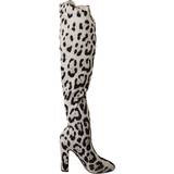 Dolce & Gabbana Kängor & Boots Dolce & Gabbana White Black Leopard Stretch Long Boots EU36/US5.5