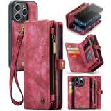 CaseMe Mobiltillbehör CaseMe iPhone 15 Pro Retro plånboksfodral Röd
