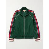 Gucci XXL Ytterkläder Gucci Striped Logo-Jacquard Tech-Jersey Track Jacket Men Green