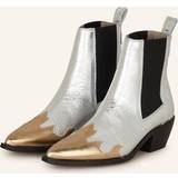 AllSaints Dam Skor AllSaints Womens Silver/gold Dellaware Contrast-stitch Metallic Leather Ankle Boots