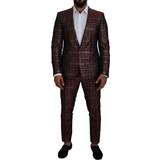 Herr - Röda Kostymer Dolce & Gabbana Bordeaux Silver GOLD Slim Fit Suit IT50