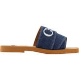 Chloé Tofflor & Sandaler Chloé Denim Blue Cotton Slides Woody Sandals EU37/US7