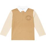 Pikétröjor Burberry Kids Logo embroidered polo shirt beige
