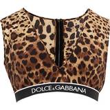 Dolce & Gabbana Herr Linnen Dolce & Gabbana Brown Leopard Print Cropped V Neck Top IT42