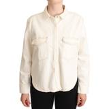 Levi's Blusar Levi's White Cotton Collared Long Sleeves Button Down Polo Top IT44