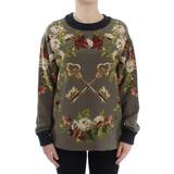 Blommiga Tröjor Dolce & Gabbana Green Key Floral Print Silk Sweater IT40