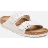Birkenstock Women's Arizona Slim Fit Suede Double Strap Sandals Antique White