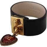 Dolce & Gabbana Armband Dolce & Gabbana Black Dauphine Leather DG Heart Key Ring Bracelet
