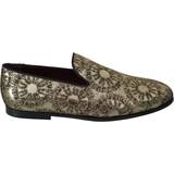 Guld - Herr Lågskor Dolce & Gabbana Gold Jacquard Flats Mens Loafers Shoes EU42.5/US9.5
