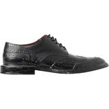 Läder Oxford Dolce & Gabbana Black Leather Oxford Wingtip Formal Derby Shoes EU42/US9
