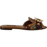 Multifärgade Slides Dolce & Gabbana Multicolor Floral Embellished Slides Flats Shoes EU36/US5.5