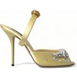 Satin Tofflor & Sandaler Dolce & Gabbana Yellow Satin Crystal Mary Janes Sandals EU39/US8.5