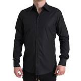 One Size Skjortor Dolce & Gabbana Black Collared Long Sleeve MARTINI Shirt IT40