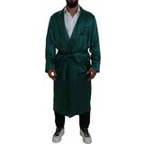 Dolce & Gabbana Morgonrockar & Badrockar Dolce & Gabbana Green Silk Waist Belt Robe Sleepwear IT46
