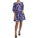 Lila - One Size Klänningar Dolce & Gabbana Purple Anemone Stretch Cotton A-line Dress IT44