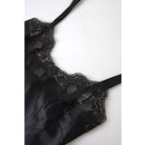 Dolce & Gabbana Nattlinnen Dolce & Gabbana Black Lace Silk Sleepwear Camisole Top Underwear IT3