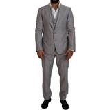 Silver Kostymer Dolce & Gabbana Silver Wool Silk Piece Slim Fit Suit IT54