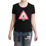 Moschino Kläder Moschino Black Cotton Swim Graphic Triangle Print Women's T-shirt