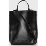Väskor Ganni Medium Logo Leather Tote Bag Black