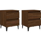 vidaXL Bed Cabinets with Metal Legs Brown Oak Sängbord 35x40cm 2st