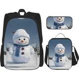 KoNsev 3 Piece Set Backpack - Cute Snowman Parrern