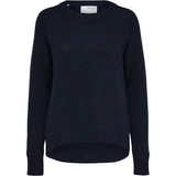 Blåa - Nylon Tröjor Selected Lulu Knit Sweater - Dark Sapphire