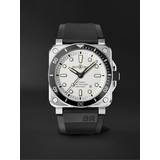 Bell & Ross Herr Klockor Bell & Ross BR 03-92 Diver Automatic 42mm and Rubber Watch, Ref. No. BR0392-D-WH-ST/SRB Men White