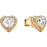 Metall Örhängen Pandora Sparkling Elevated Heart Stud Earrings - Gold/Transparent