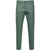 Herr - Linne Byxor Selected Oasis Slim Fit Suit Trousers - Light Green Melange