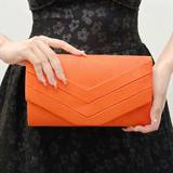 Orange Väskor Shein Large Capacity Orange Velvet Evening Clutch Handbag Formal Party Clutch For Women With Strap