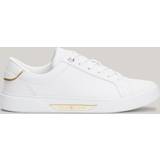 Tommy Hilfiger Metallic Trim Leather Court Trainers WHITE