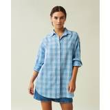Lexington Kläder Lexington Skjorta pernilla organic cotton seersucker shirt blå/vit rutig