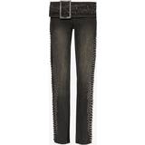 Jaded London Bomberjackor Kläder Jaded London Womens Black Studded Low-rise Bootcut-leg Jeans