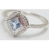 Simply Silver Sterling 925 Blue Spinel And Cubic Zirconia Ring