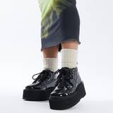 Lack - Unisex Skor Kickers – – Svarta, holografiskt lackade boots med platåsula-Svart/a