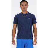 New Balance Kläder New Balance Men's Athletics T-Shirt in Blue Poly Knit