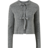 Dam - Ull Kläder Object Parvi Cropped Reversible Cardigan - Medium Grey Melange
