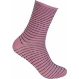 Dam - Viskos Strumpor Life Wear Diabetic Socks with Roll Top in Bamboo - Pink/Grey Stripes