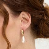 Jon Richard Gold Plated Vintage Inspired Pearl Hoop Earrings