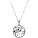 Silver Halsband Pandora Family Tree Necklace - Silver/Transparent